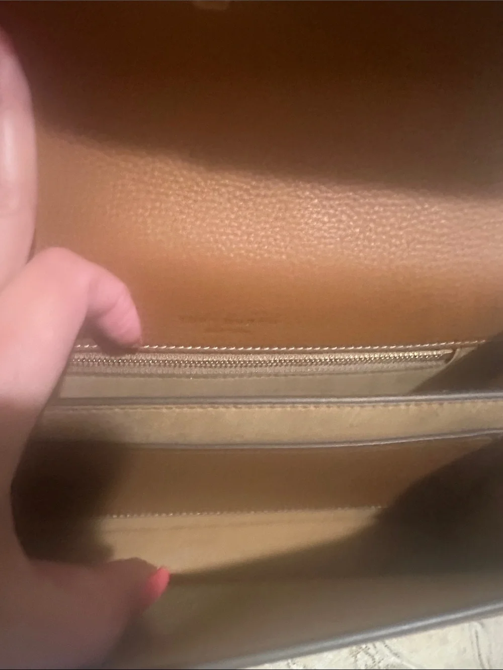 Tory Burch Brown Leather Shoulder Bag with Gold Chain Emblem
